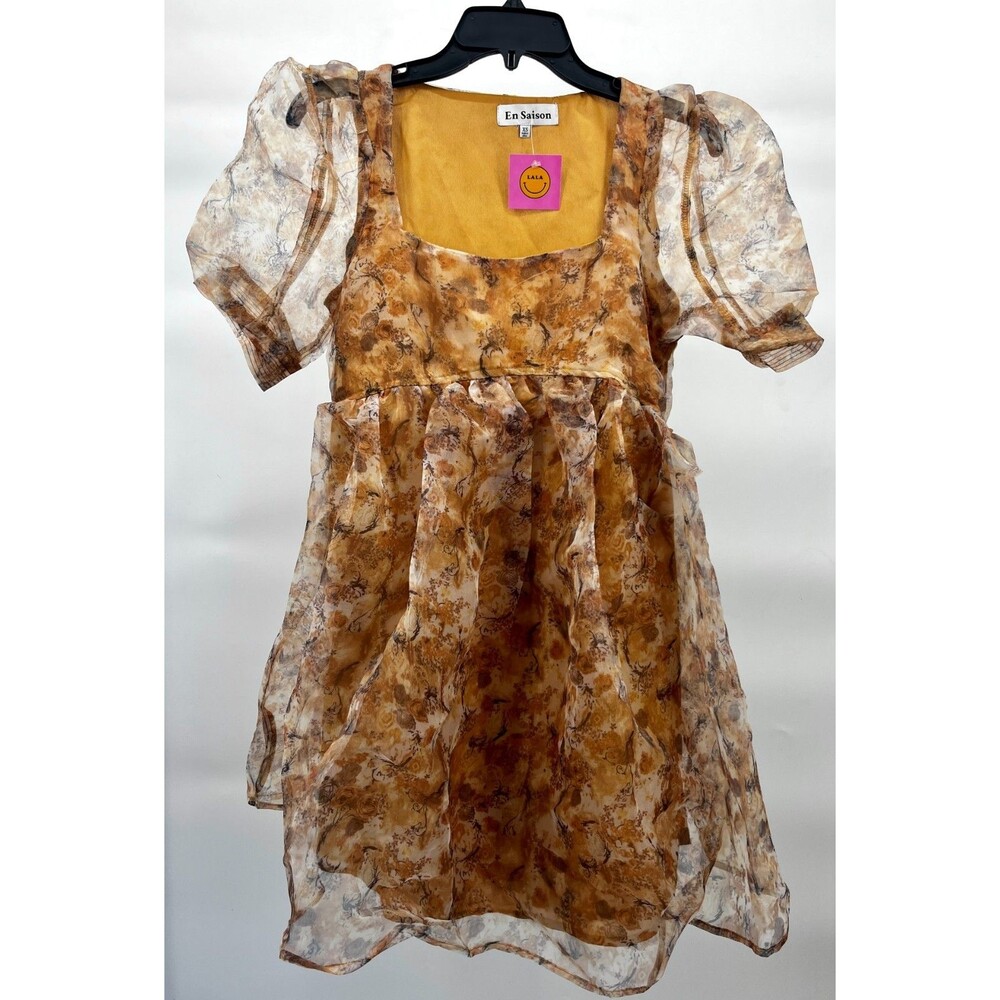 Women's Dress - En Saison by Lala Fall Mini Boho Floral Blouson Dress - Picture 5 of 8